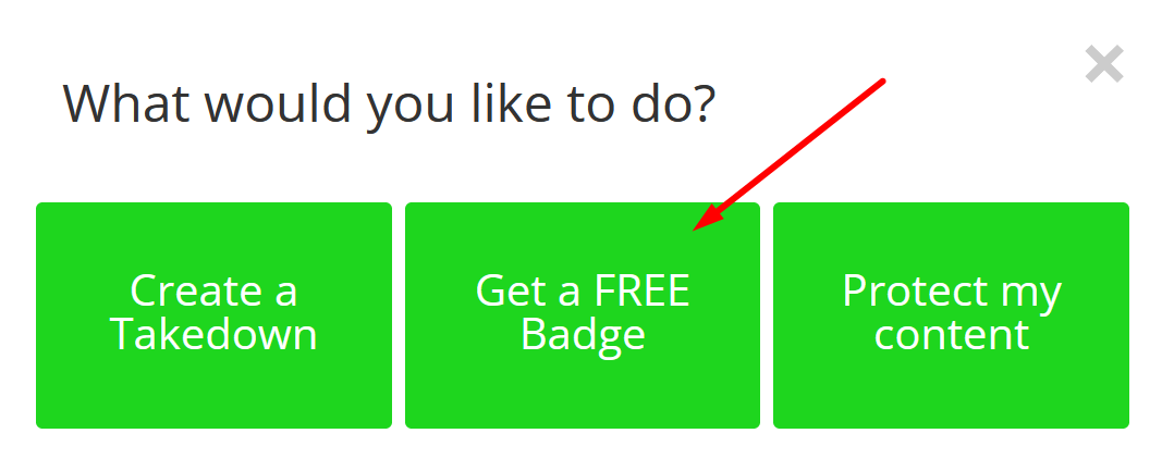 Chọn "Get a FREE Badge" để tạo một huy hiệu bảo vệ cho website.