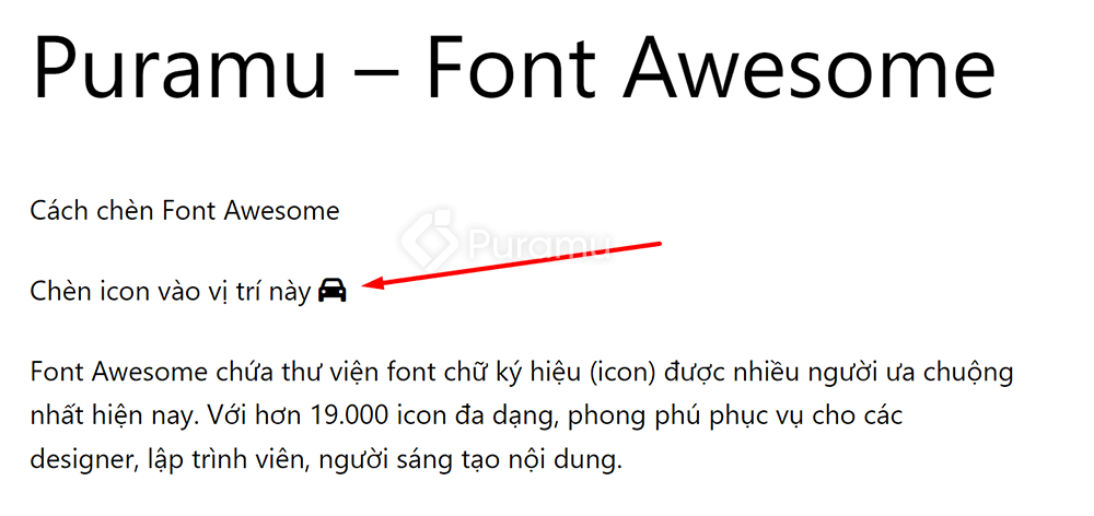 Kết quả hiển thị sau khi thêm icon Font Awesome vào WordPress